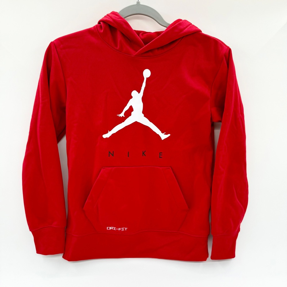 Jordan Nike Dri-FIT Red Jumpman‎ Hoodie Kids Size Medium 10-12 B438-R78